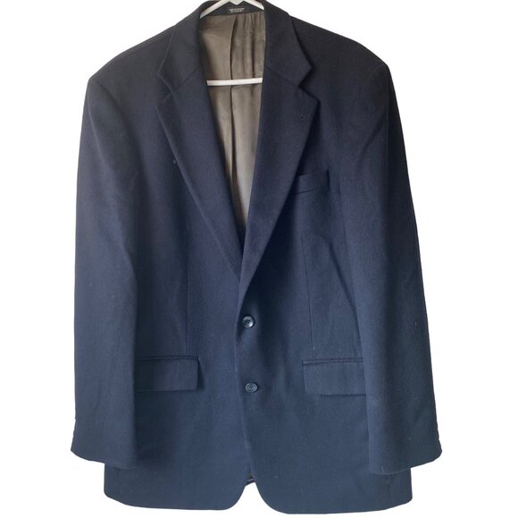 Oscar De La Renta Mens Navy Cashmere Blend Blazer Jacket 2 Buttons Size 42L - Picture 1 of 7